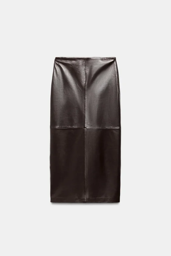 ЮБКА МИДИ ИЗ 100% КОЖИ — коллекция Zara «ZW»
