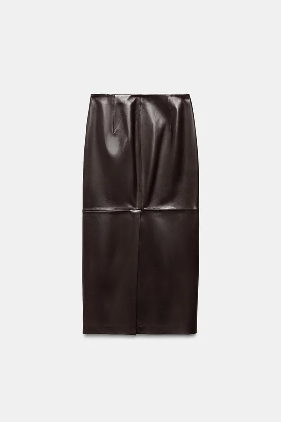 ЮБКА МИДИ ИЗ 100% КОЖИ — коллекция Zara «ZW»
