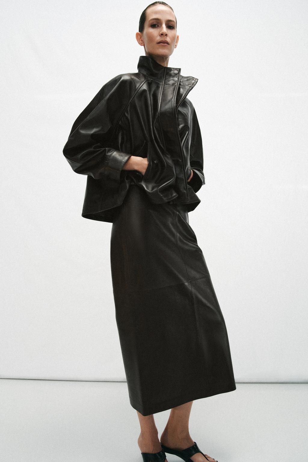 ЮБКА МИДИ ИЗ 100% КОЖИ — коллекция Zara «ZW»