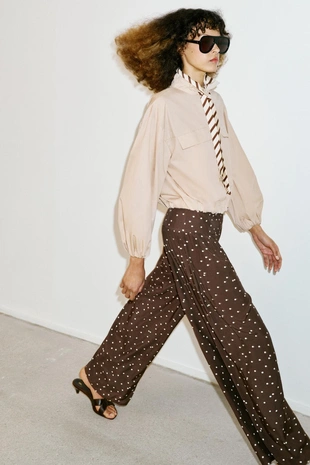 Широкие брюки в горошек- Заказать в России