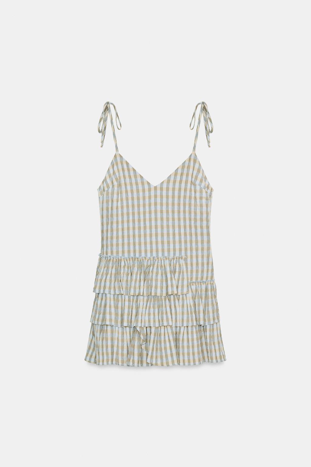 МИНИ-ПЛАТЬЕ В КЛЕТКУ С ВОЛАНАМИ