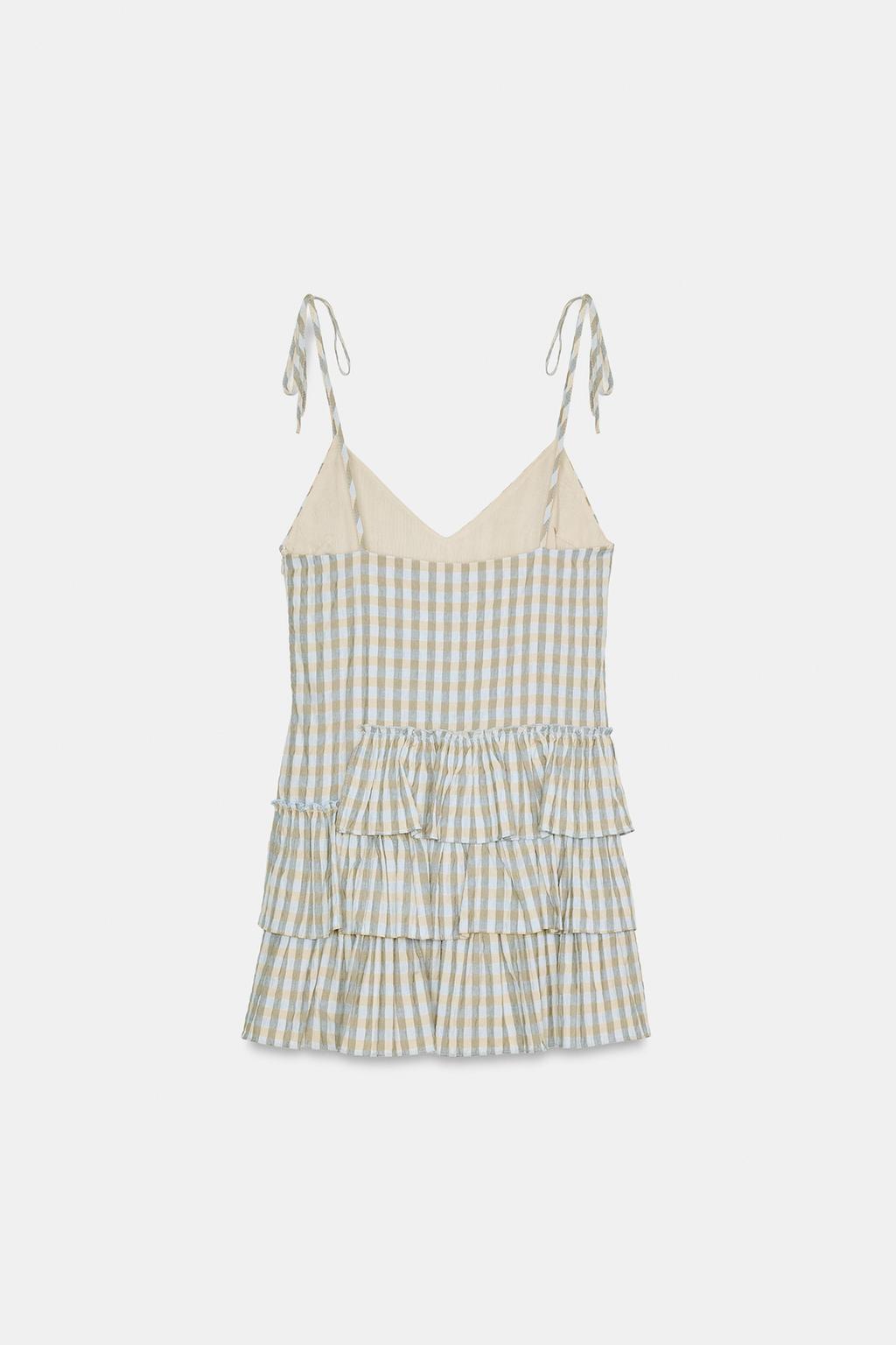 МИНИ-ПЛАТЬЕ В КЛЕТКУ С ВОЛАНАМИ