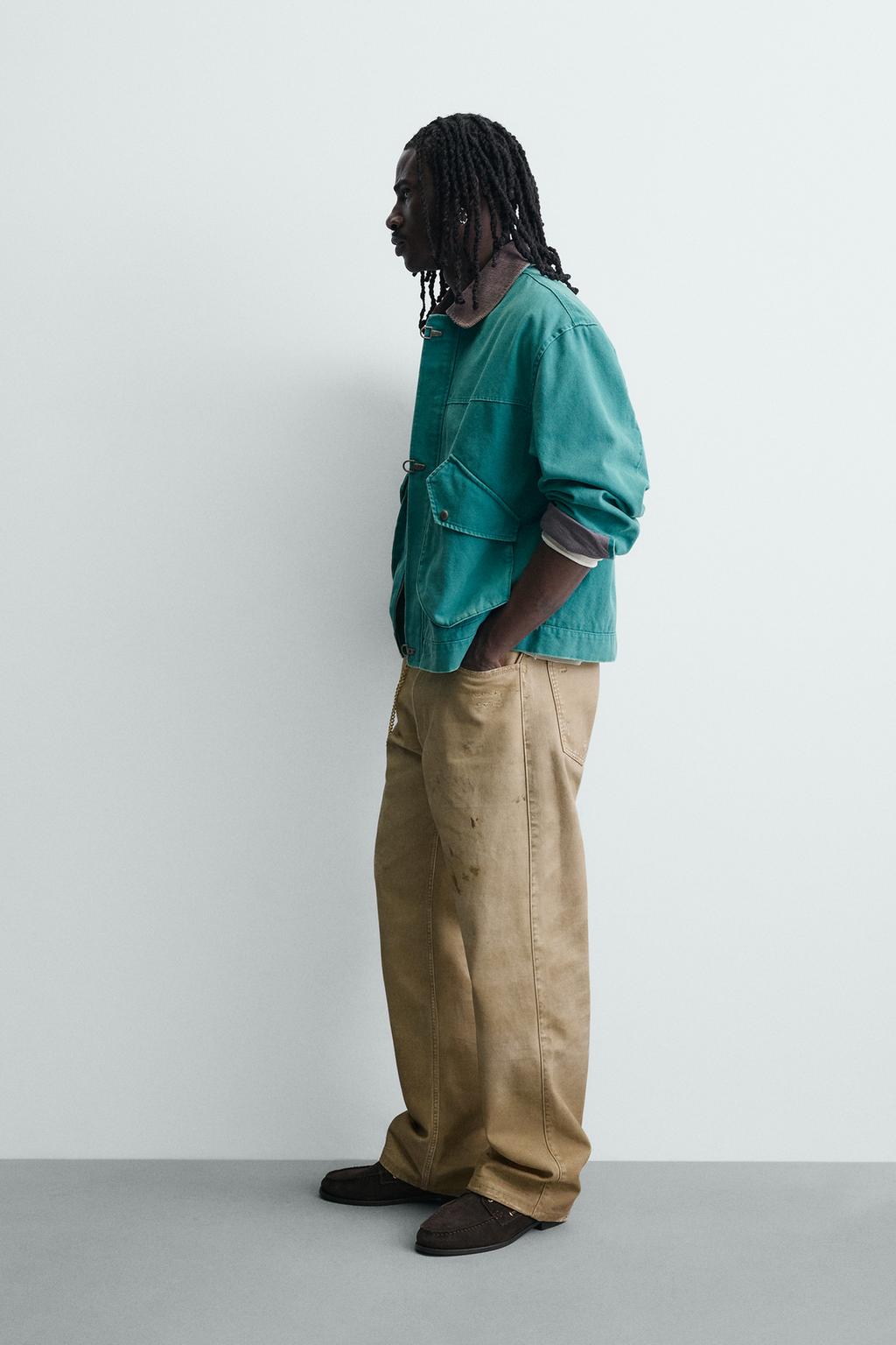 БРЮКИ прямого кроя С ЭФФЕКТОМ ПОТЕРТОСТИ