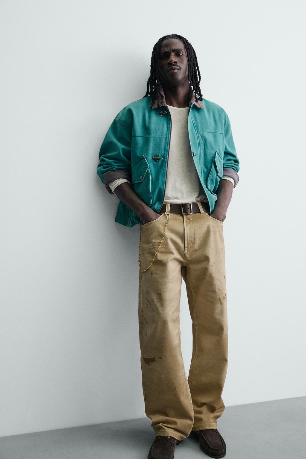 БРЮКИ прямого кроя С ЭФФЕКТОМ ПОТЕРТОСТИ