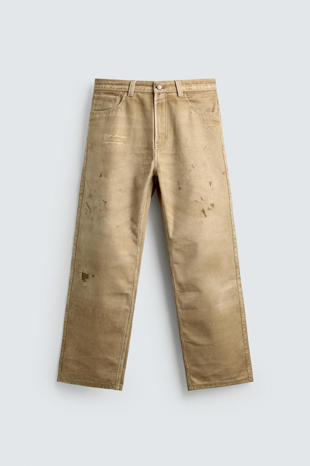 БРЮКИ прямого кроя С ЭФФЕКТОМ ПОТЕРТОСТИ