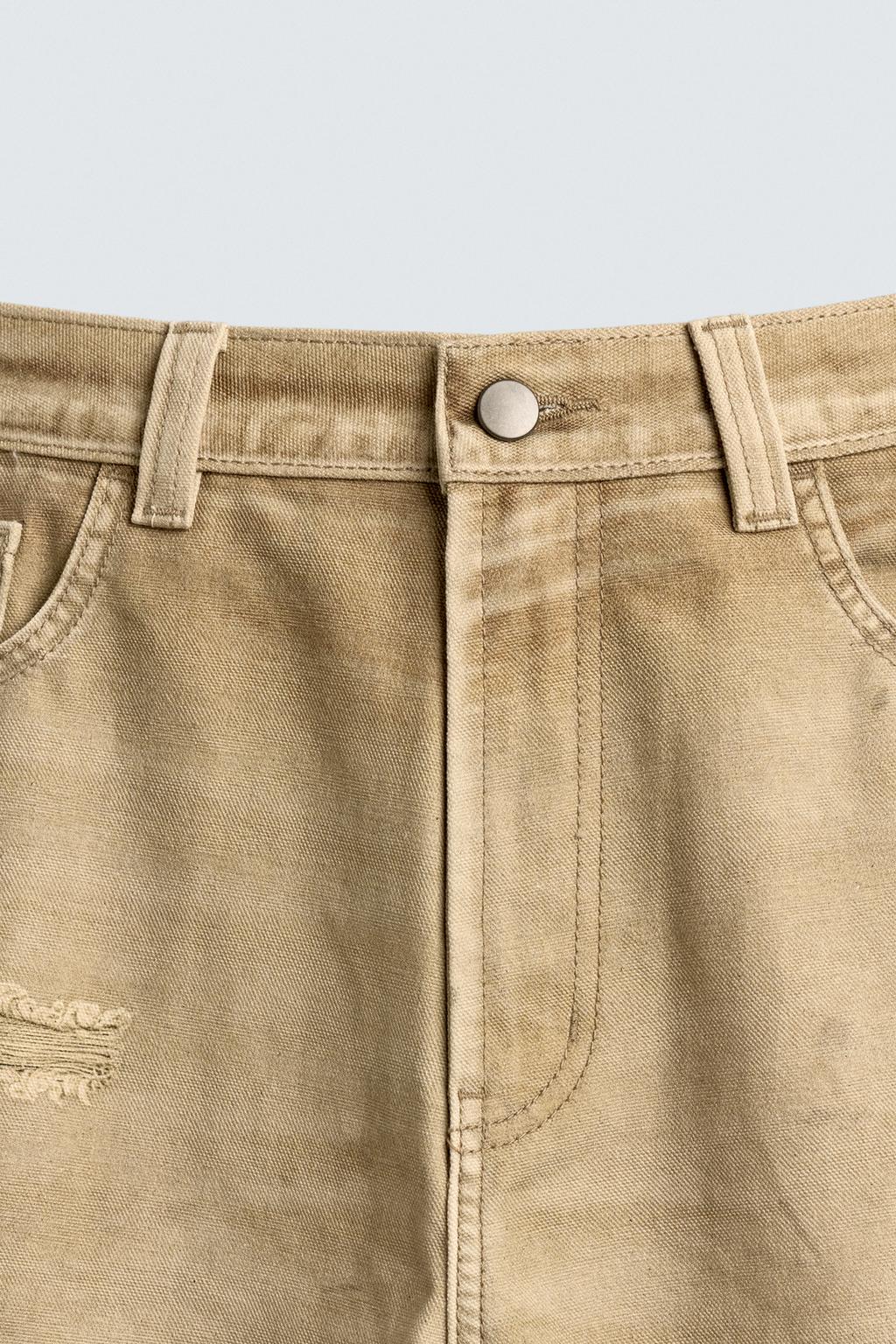 БРЮКИ прямого кроя С ЭФФЕКТОМ ПОТЕРТОСТИ