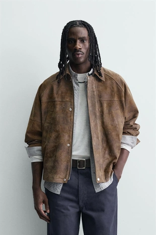 Куртка из замши с эффектом потертости- Заказать в России