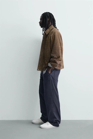 Куртка из замши с эффектом потертости- Заказать в России