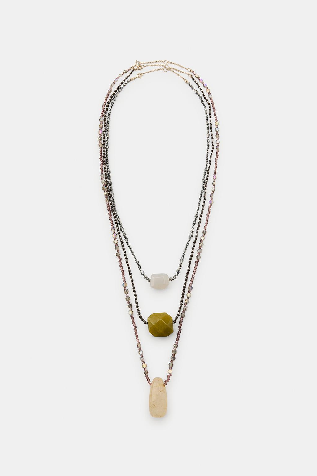 Набор из 3 бусинных камней на шею