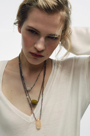 Набор из 3 бусинных камней на шею- Заказать в России