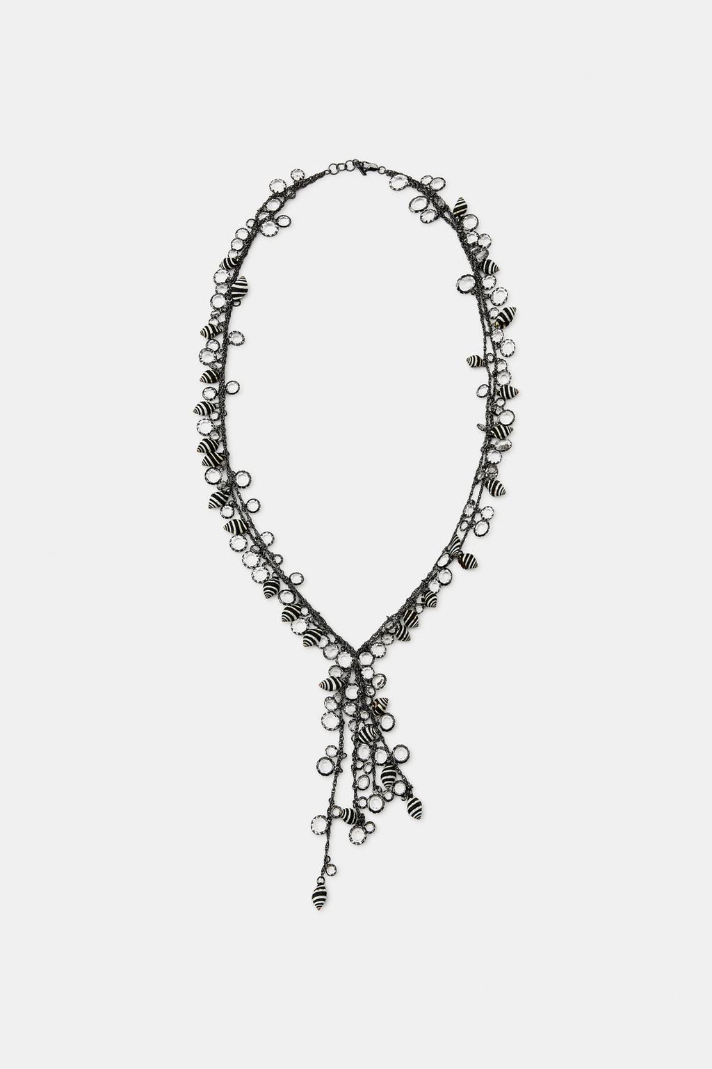 ЦЕПОЧКА ИЗ КРУПНЫХ ЗВЕНЬЕВ С ПОДВЕСКАМИ ИЗ РАКУШЕК И СТРАЗ