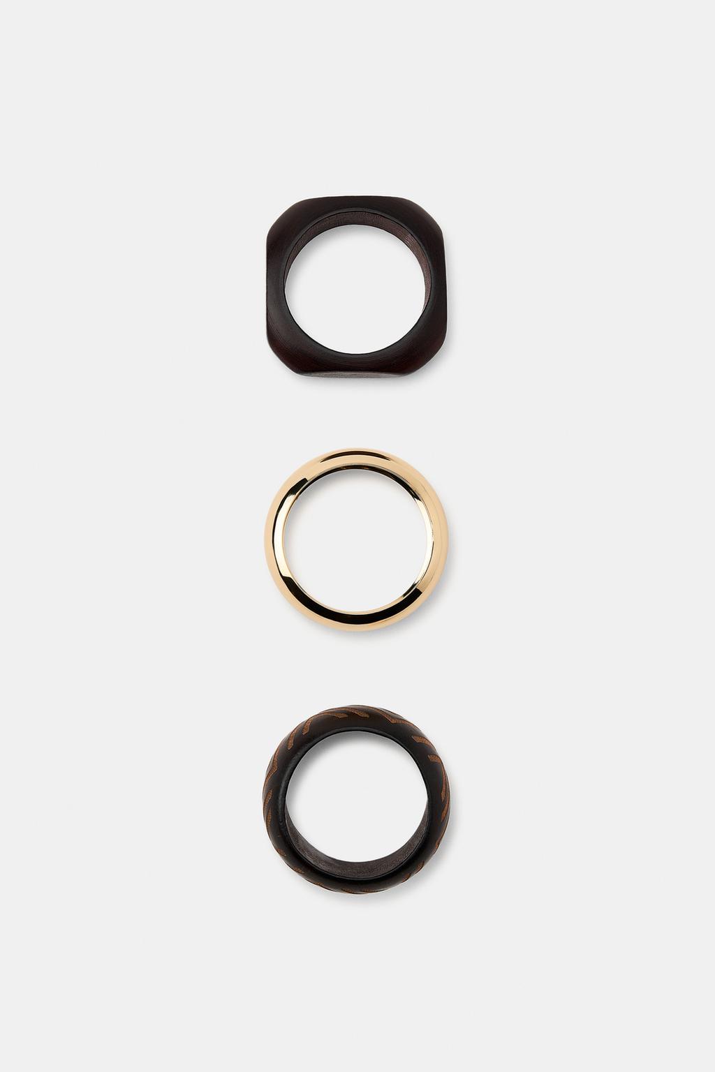 НАБОР ИЗ ТРЕХ МЕТАЛЛИЧЕСКИХ И ДЕРЕВЯННЫХ БРАСЛЕТОВ