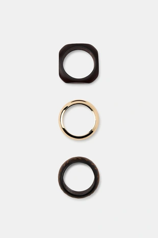 Набор из трех металлических и деревянных браслетов- Заказать в России