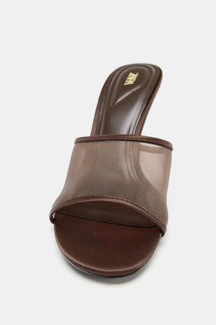 Босоножки на каблуке с сеткой- Заказать в России