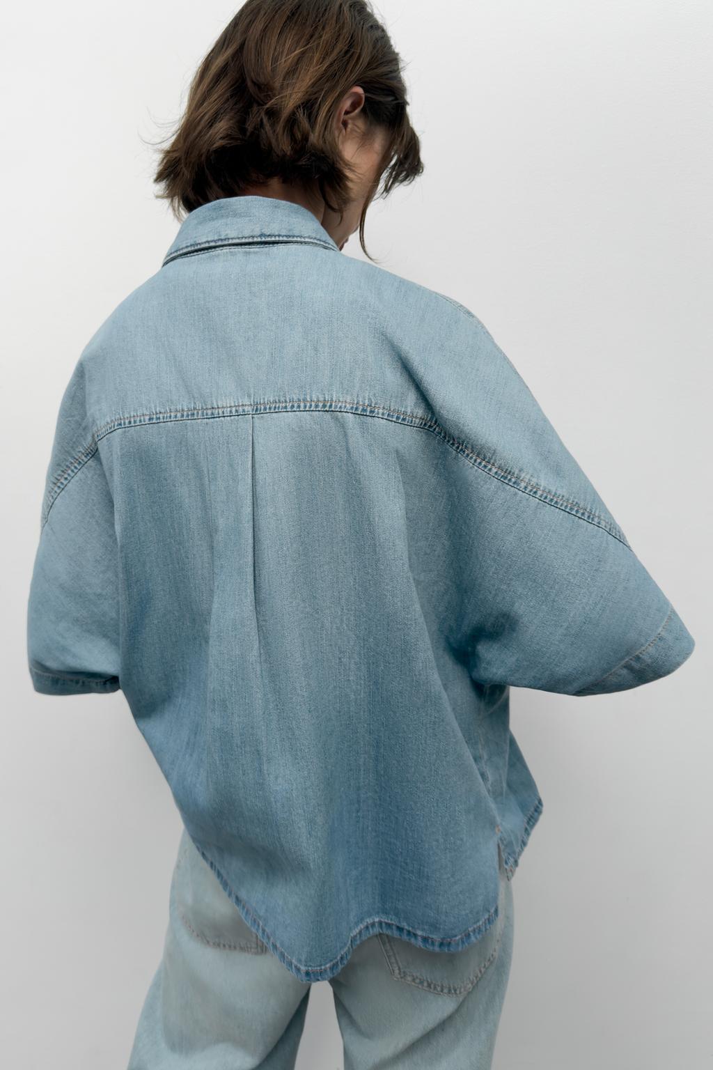 ДЖИНСОВАЯ РУБАШКА TRF С КОРОТКИМ РУКАВОМ