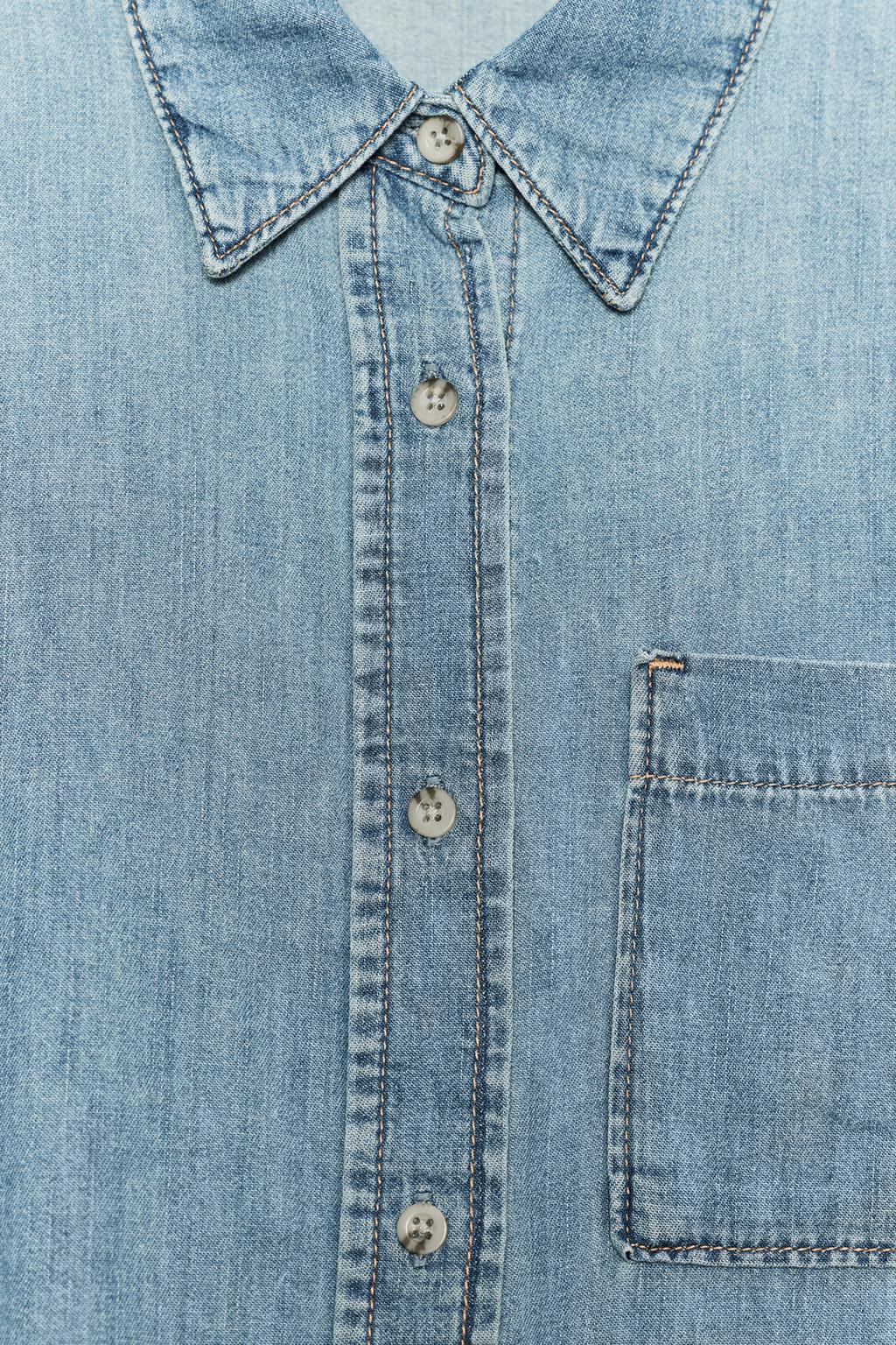 ДЖИНСОВАЯ РУБАШКА TRF С КОРОТКИМ РУКАВОМ