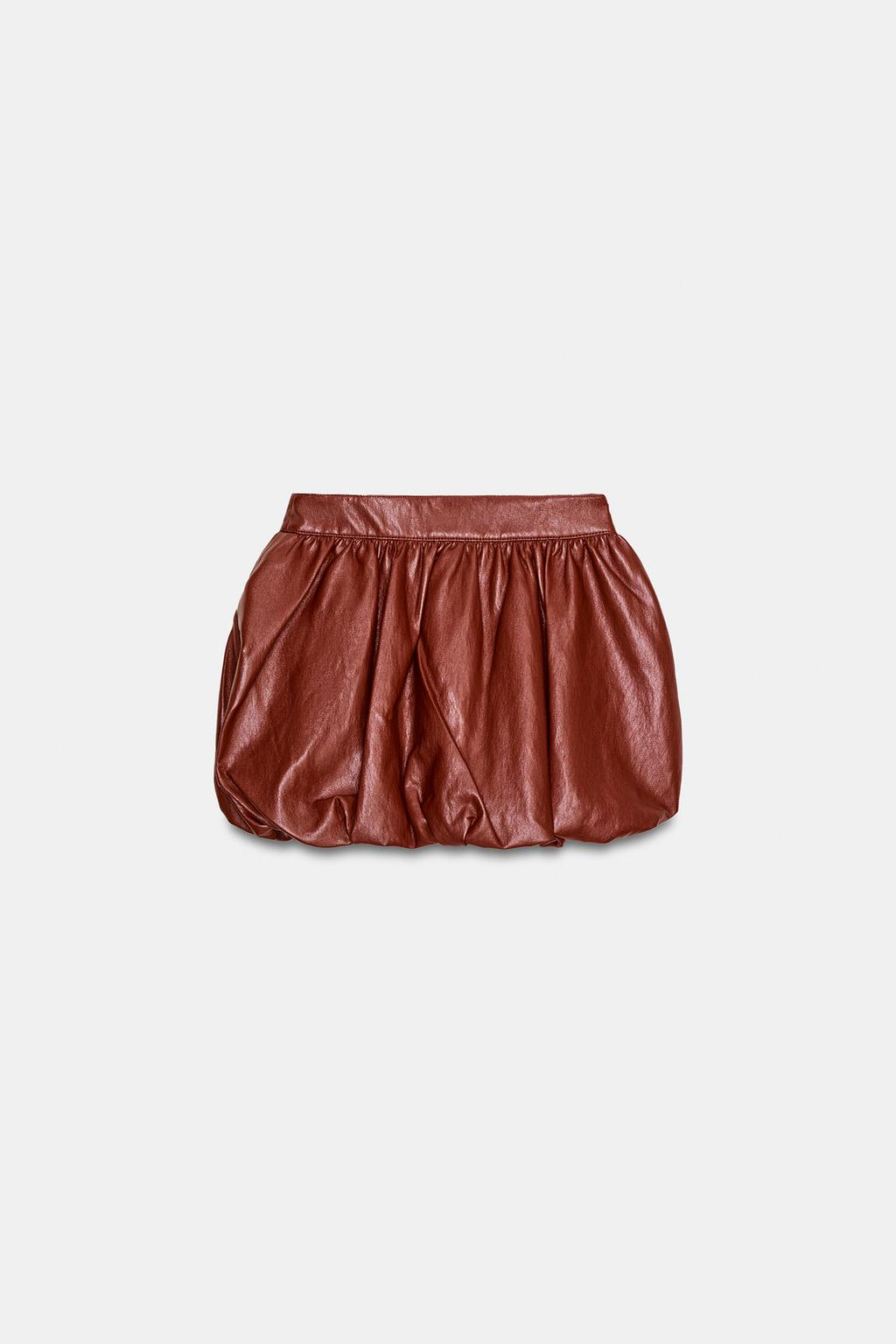 МИНИ-ЮБКА ИЗ ИСКУССТВЕННОЙ КОЖИ ОБЪЕМНОГО КРОЯ