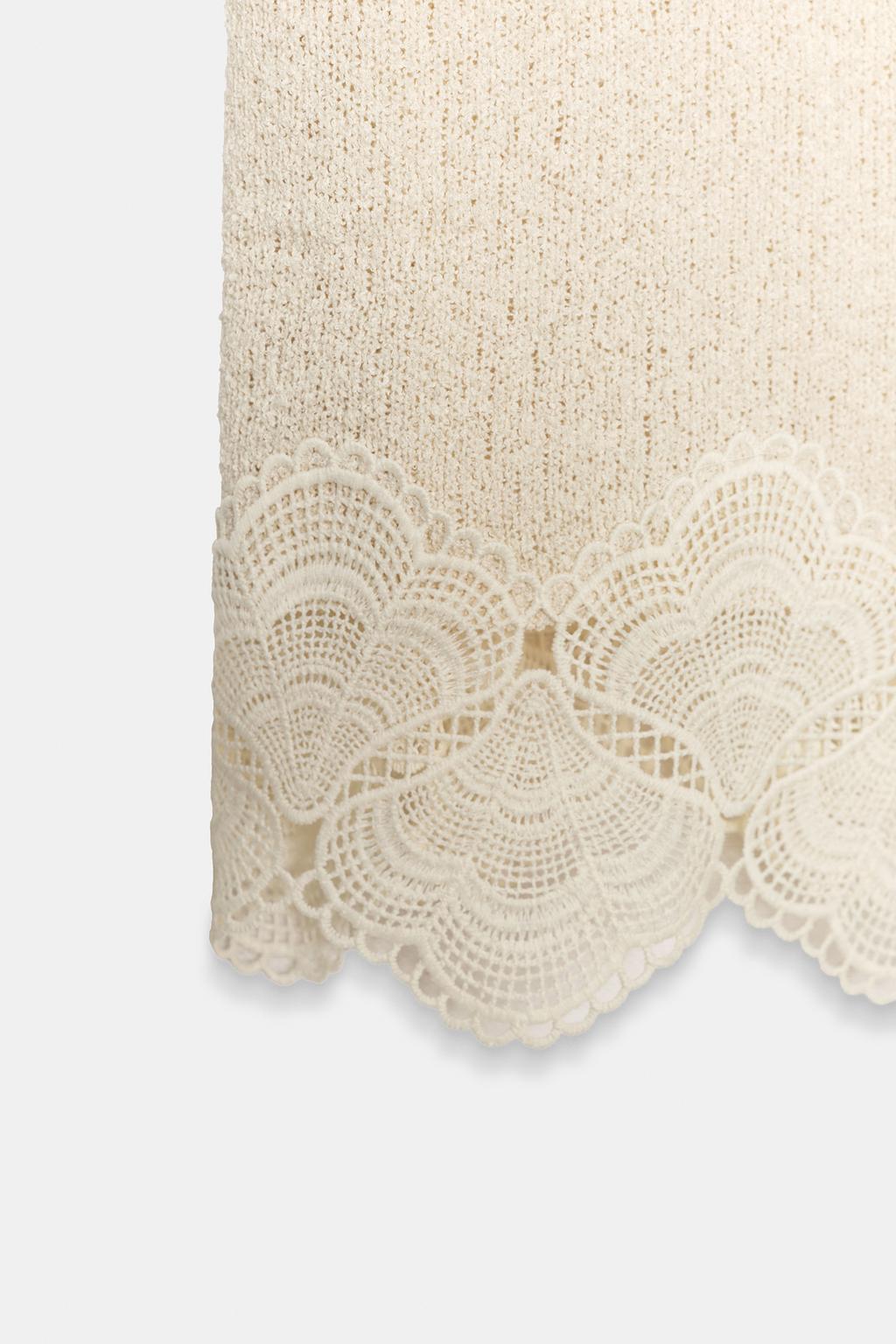 ЮБКА ИЗ ТКАНИ РУСТИК С КРУЖЕВОМ КРОШЕ