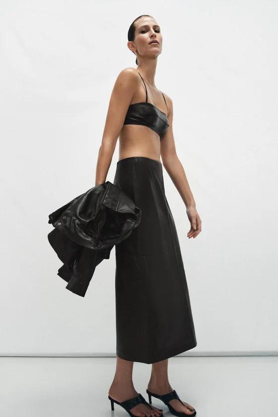 УКОРОЧЕННЫЙ ТОП ИЗ 100% КОЖИ — коллекция Zara «ZW»