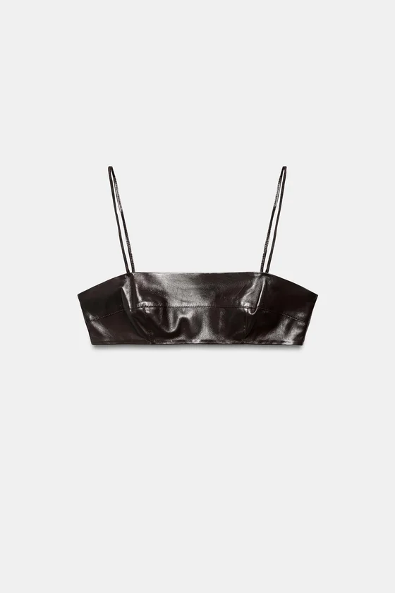 УКОРОЧЕННЫЙ ТОП ИЗ 100% КОЖИ — коллекция Zara «ZW»