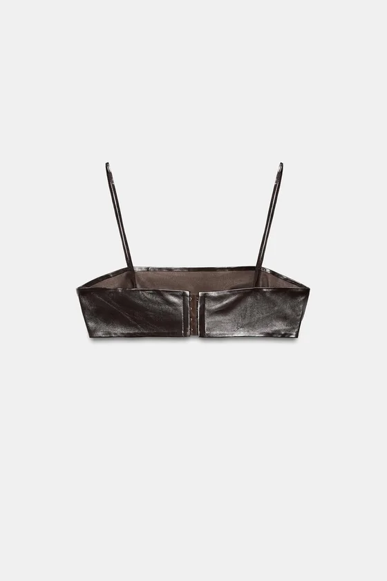 УКОРОЧЕННЫЙ ТОП ИЗ 100% КОЖИ — коллекция Zara «ZW»