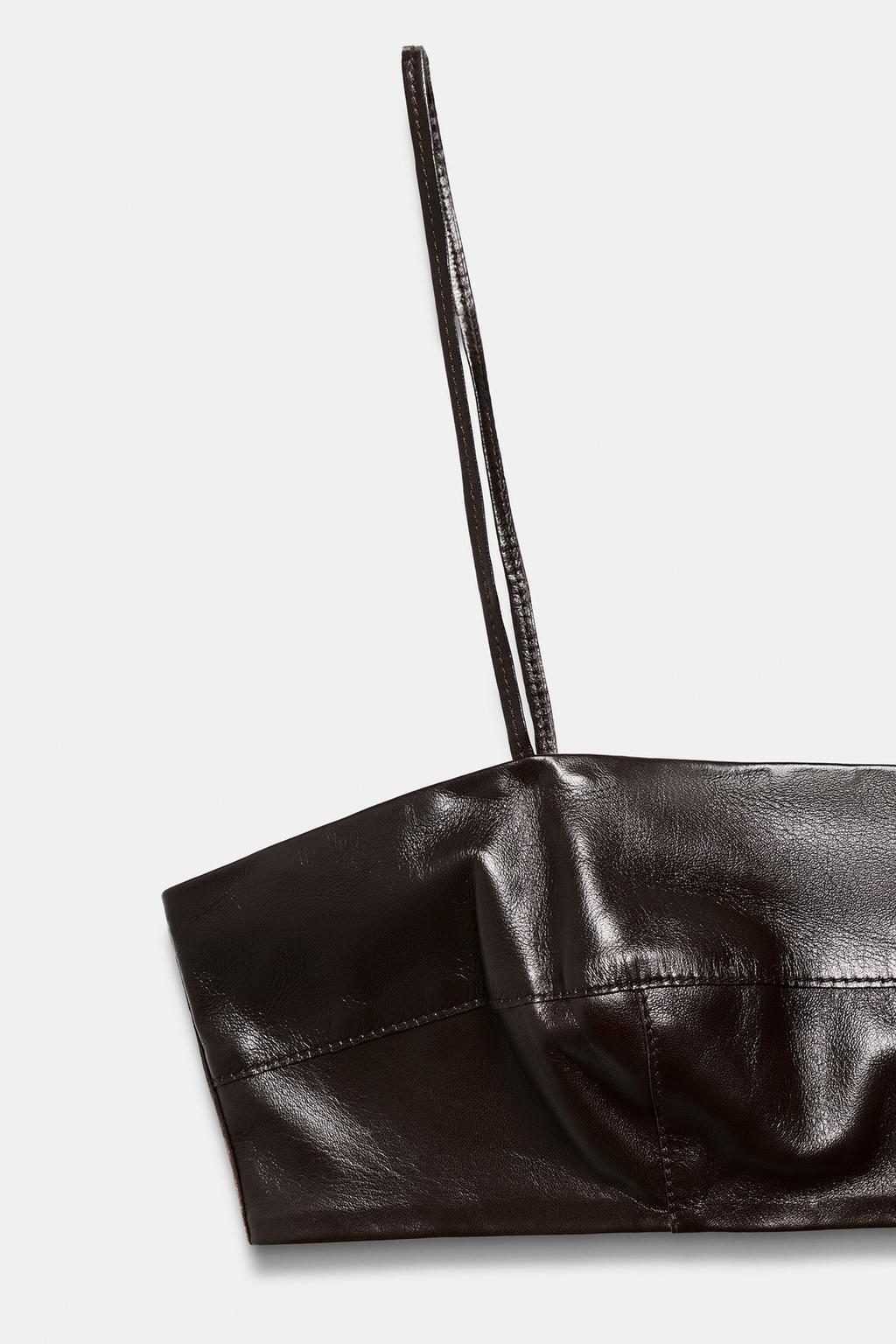 УКОРОЧЕННЫЙ ТОП ИЗ 100% КОЖИ — коллекция Zara «ZW»