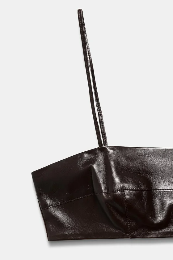 УКОРОЧЕННЫЙ ТОП ИЗ 100% КОЖИ — коллекция Zara «ZW»