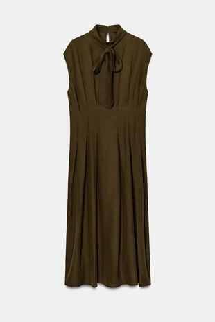 Платье миди с завязками — коллекция Zara «Zw»- Заказать в России