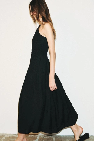 Комбинированное платье на бретелях- Заказать в России