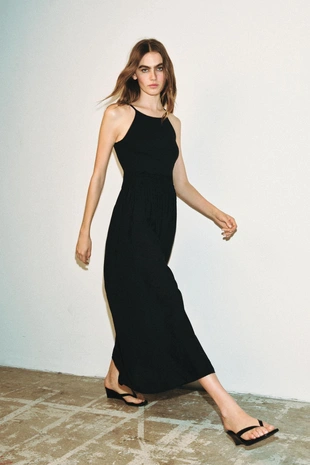 Комбинированное платье на бретелях- Заказать в России