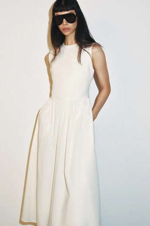 Комбинированное платье миди- Заказать в России