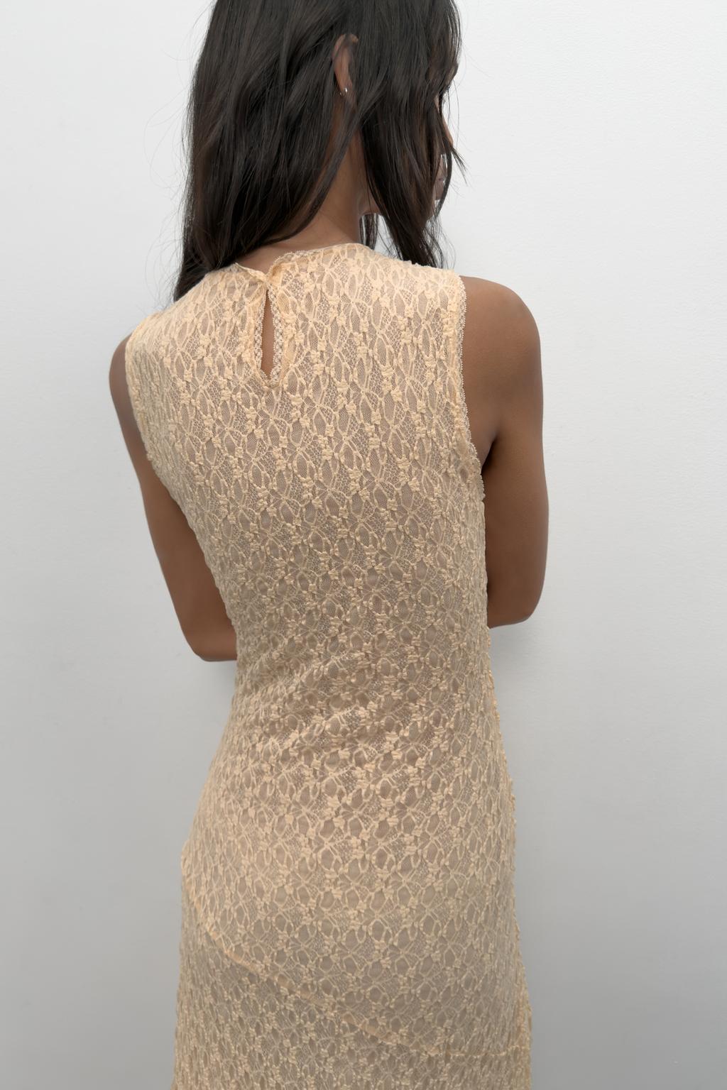 ПЛАТЬЕ МИДИ С ЖАТЫМ КРУЖЕВОМ