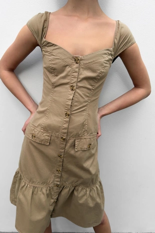 Купить Zara Платье миди на пуговицах