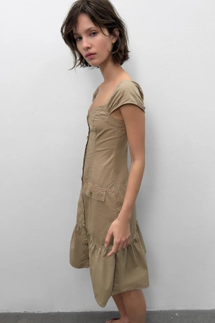 Платье миди на пуговицах- Заказать в России