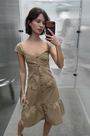 Платье миди на пуговицах- Заказать в России