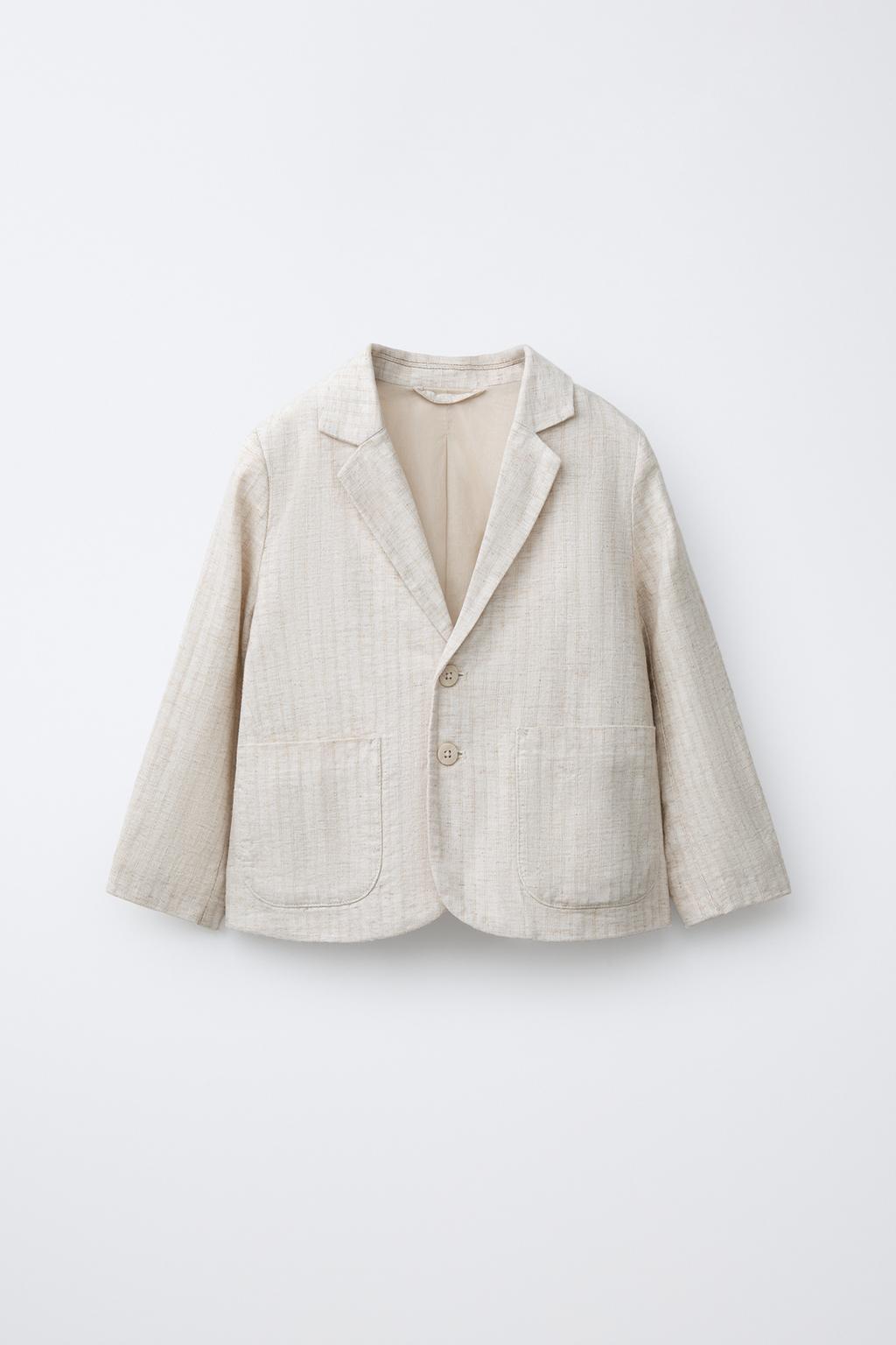Полосатый пиджак из смесового льна