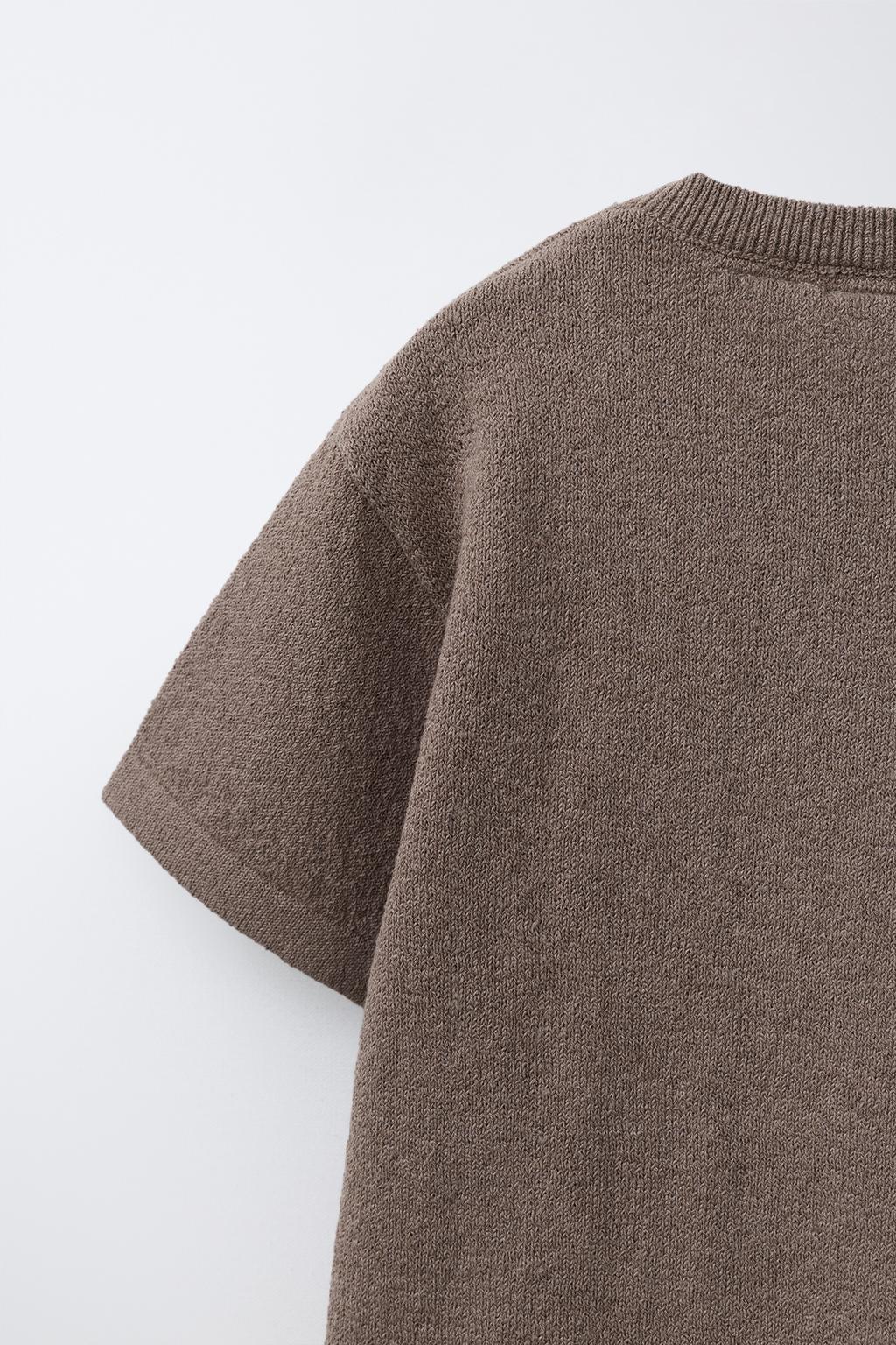 Плетёная футболка с круглым вырезом