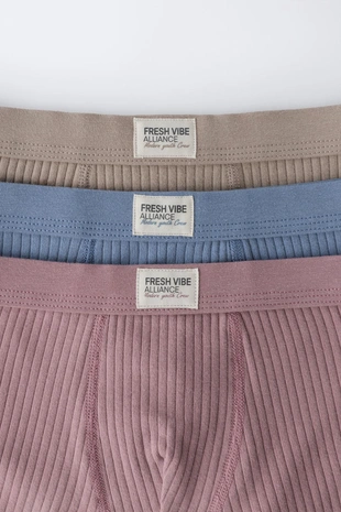 2-6 лет/набор из 3 трусов-боксеров в рубчик с нашивкой- Заказать в России