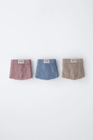 2-6 лет/набор из 3 трусов-боксеров в рубчик с нашивкой- Заказать в России