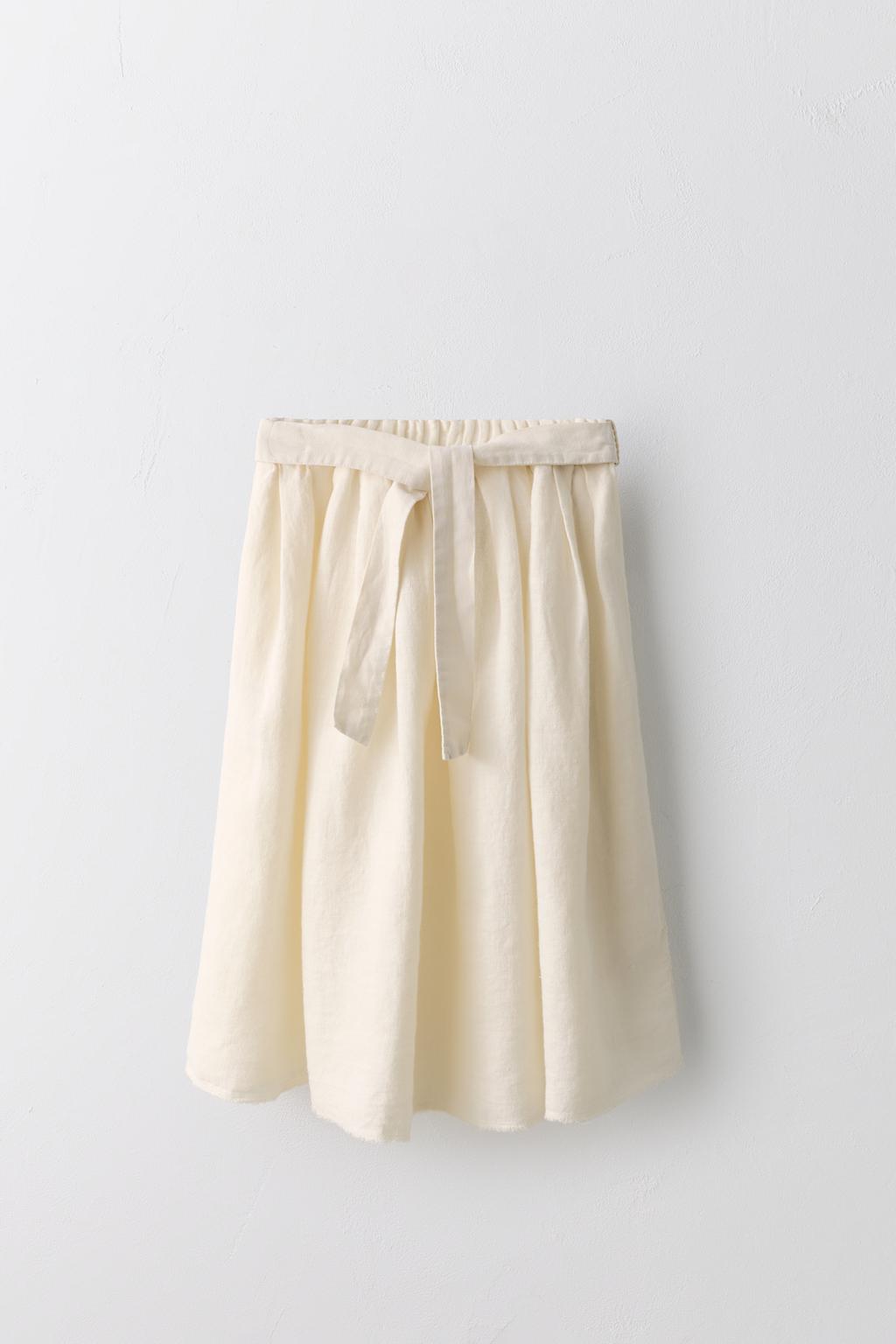 Юбка-миди из 100% льна с поясом limited edition