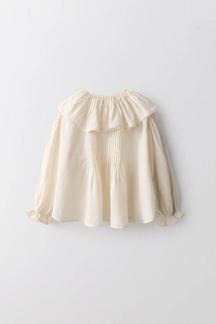 Блуза из льна и хлопка с кружевными складками limited edition для детей 2-5 лет- Заказать в России