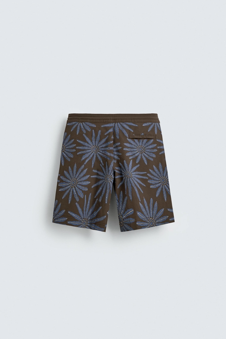 Длинные плавательные трусы с цветочным принтом