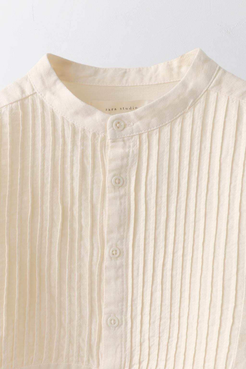 Блуза из льна и хлопка с воротником-стойкой limited edition на 6-10 лет