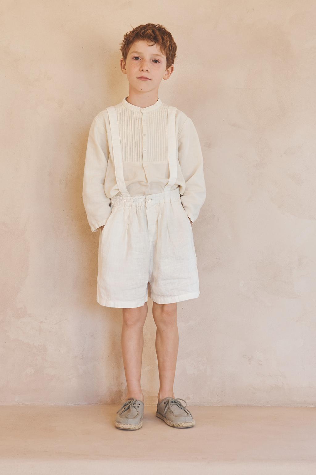 Блуза из льна и хлопка с воротником-стойкой limited edition на 6-10 лет