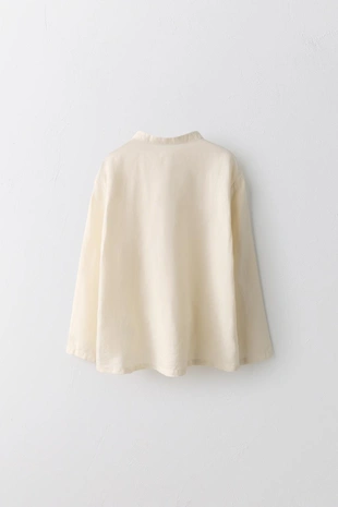 Блуза из льна и хлопка с воротником-стойкой limited edition на 6-10 лет- Заказать в России