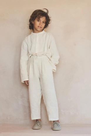 Блуза из льна и хлопка с воротником-стойкой limited edition на 6-10 лет- Заказать в России