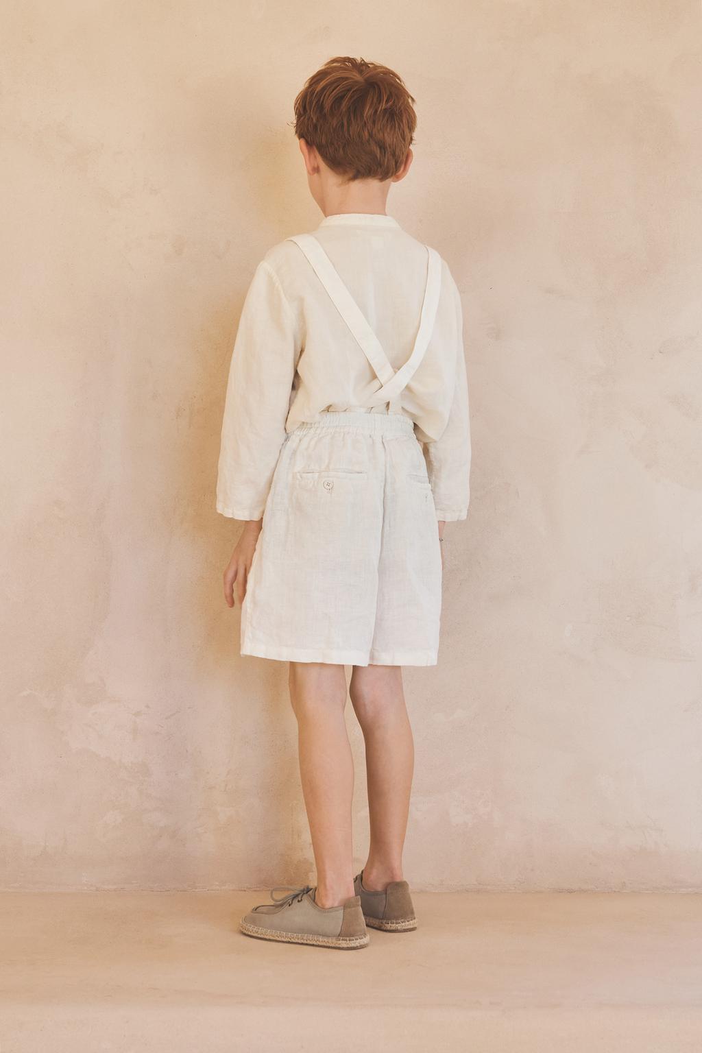 Бермуды из 100% льна для мальчиков 6-10 лет с съемными подтяжками (лимитированная коллекция)