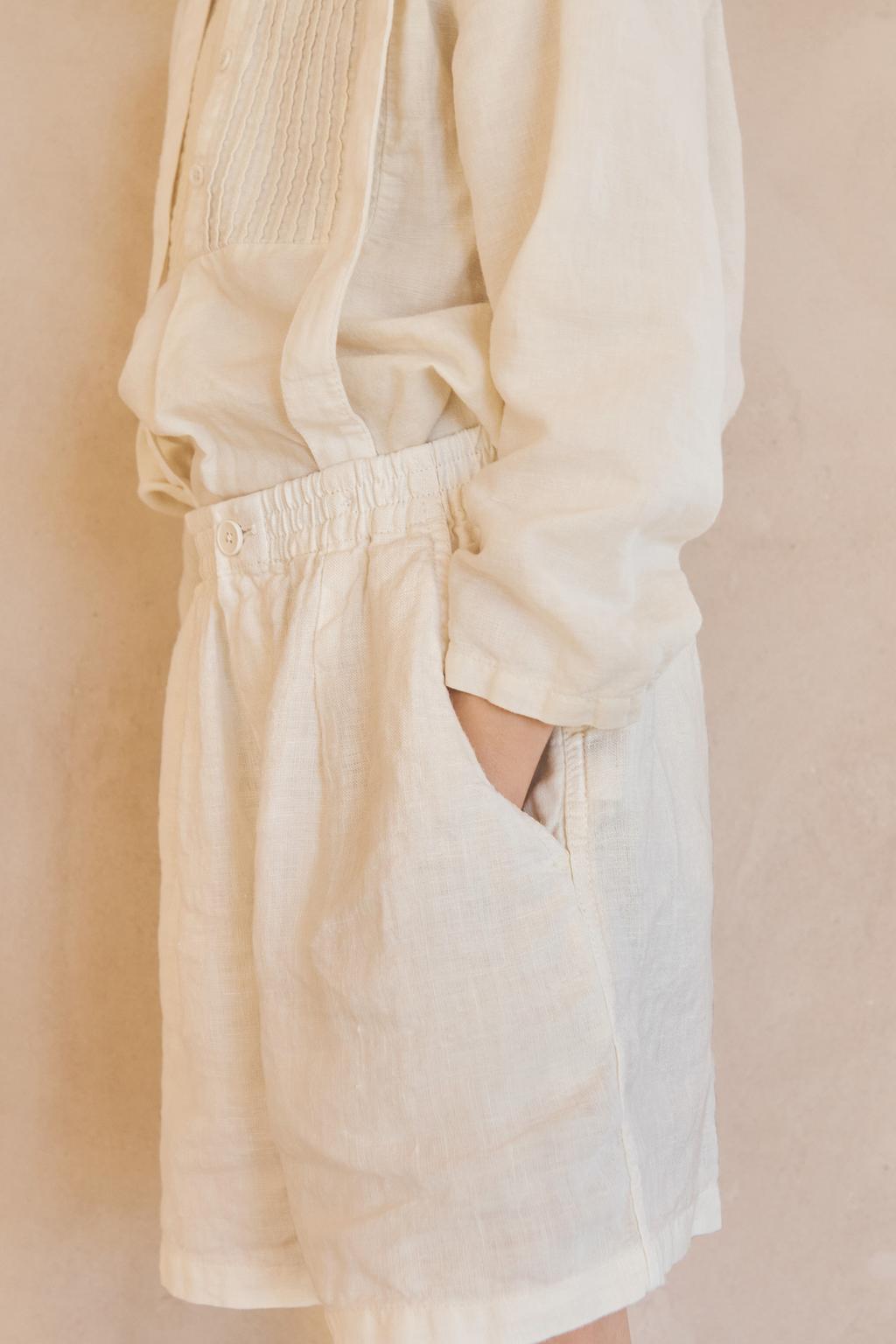 Бермуды из 100% льна для мальчиков 6-10 лет с съемными подтяжками (лимитированная коллекция)