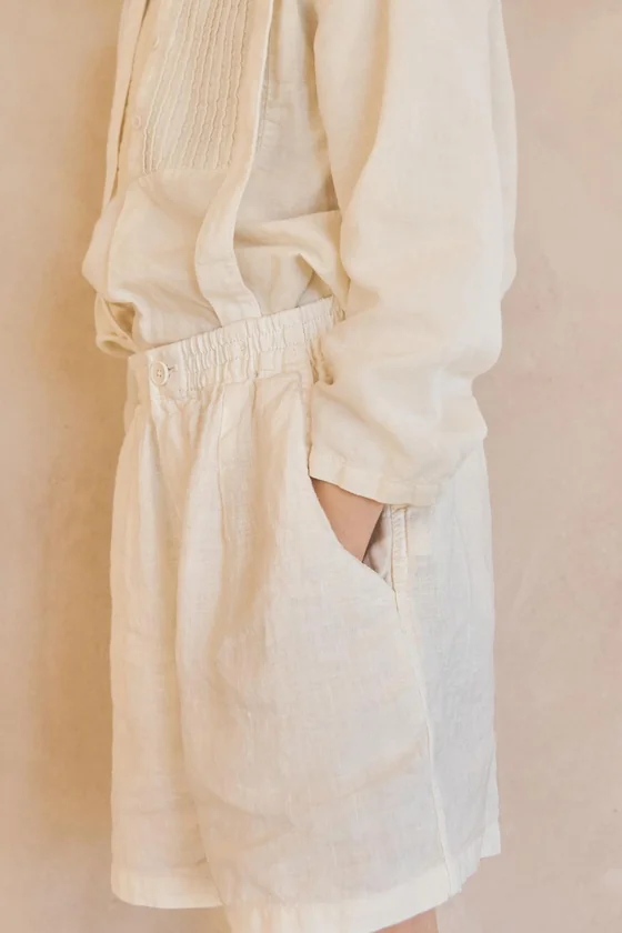 Бермуды из 100% льна для мальчиков 6-10 лет с съемными подтяжками (лимитированная коллекция)