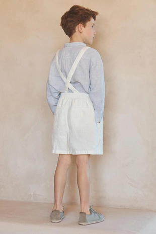 Бермуды из 100% льна для мальчиков 6-10 лет с съемными подтяжками (лимитированная коллекция)- Заказать в России